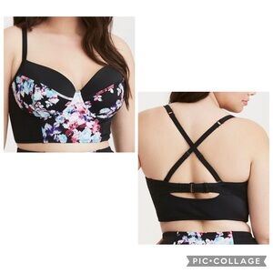 TORRID Women’s Plus Black Multi Floral Print Underwire Bikini Top Only Size 2X